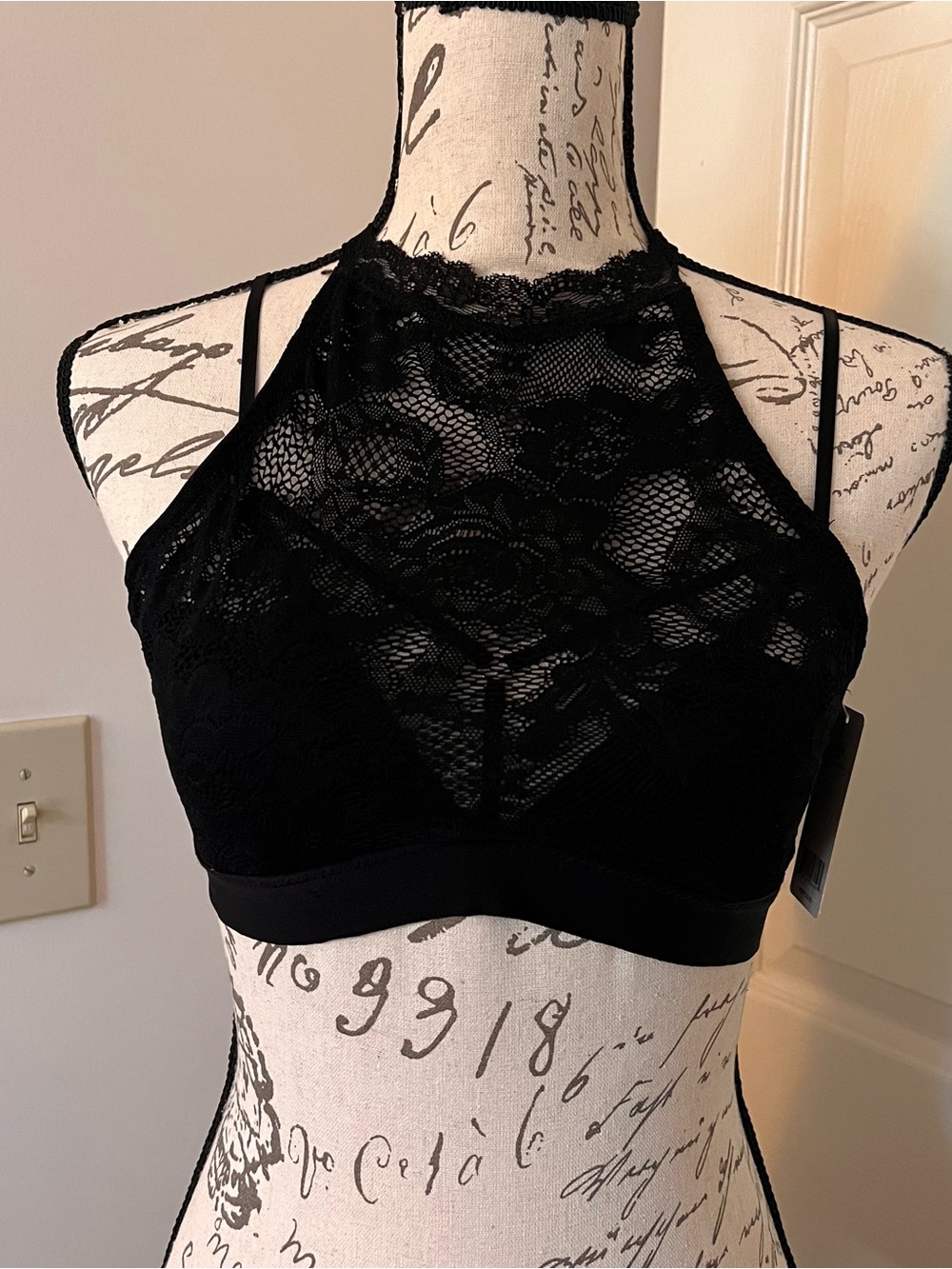 Honeydew Intimates Black Lace High-Neck Bralette
